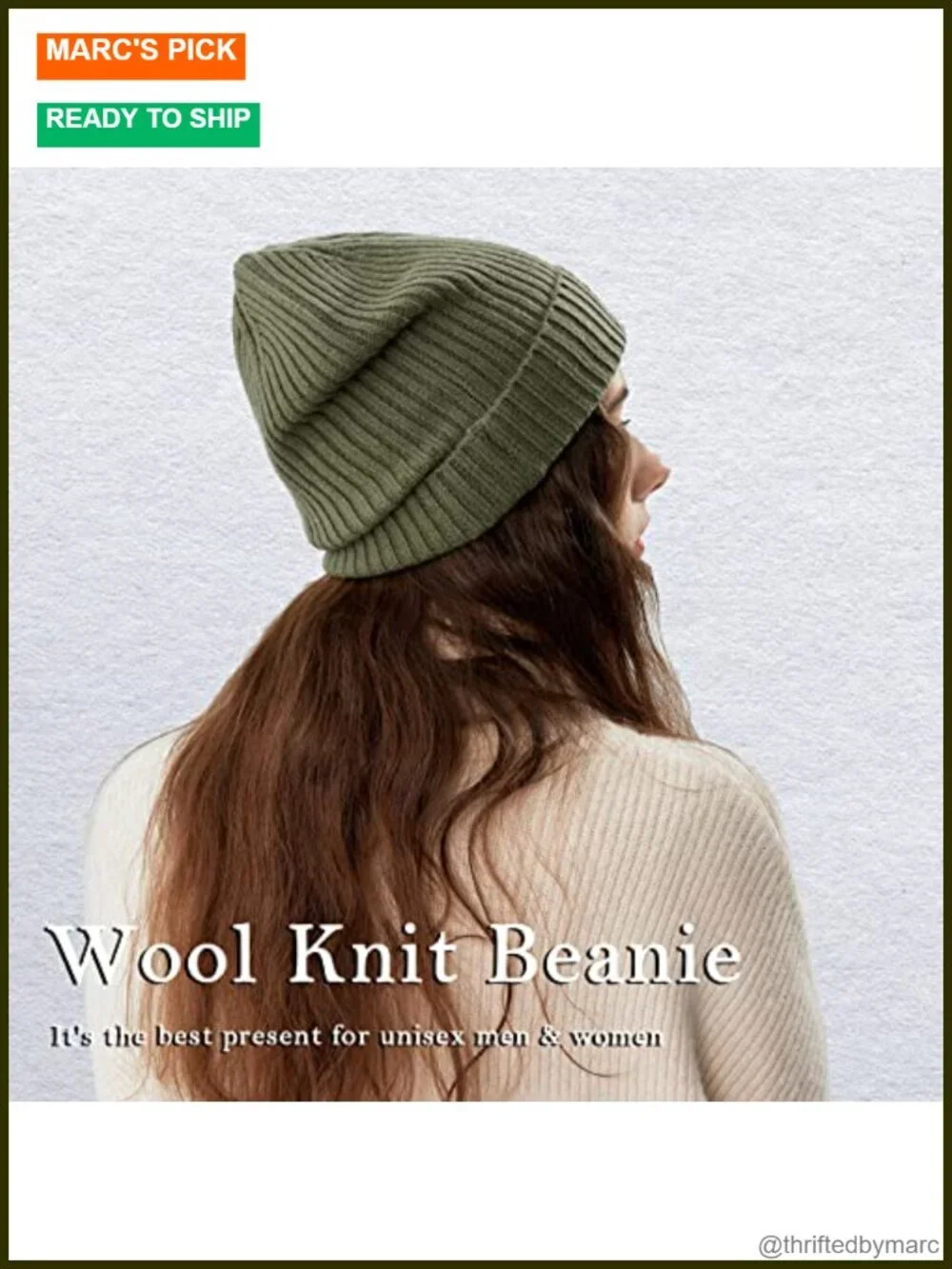 100% Merino Wool Cuff Beanie Hat - Stretchy Knitted Unisex Winter Cap